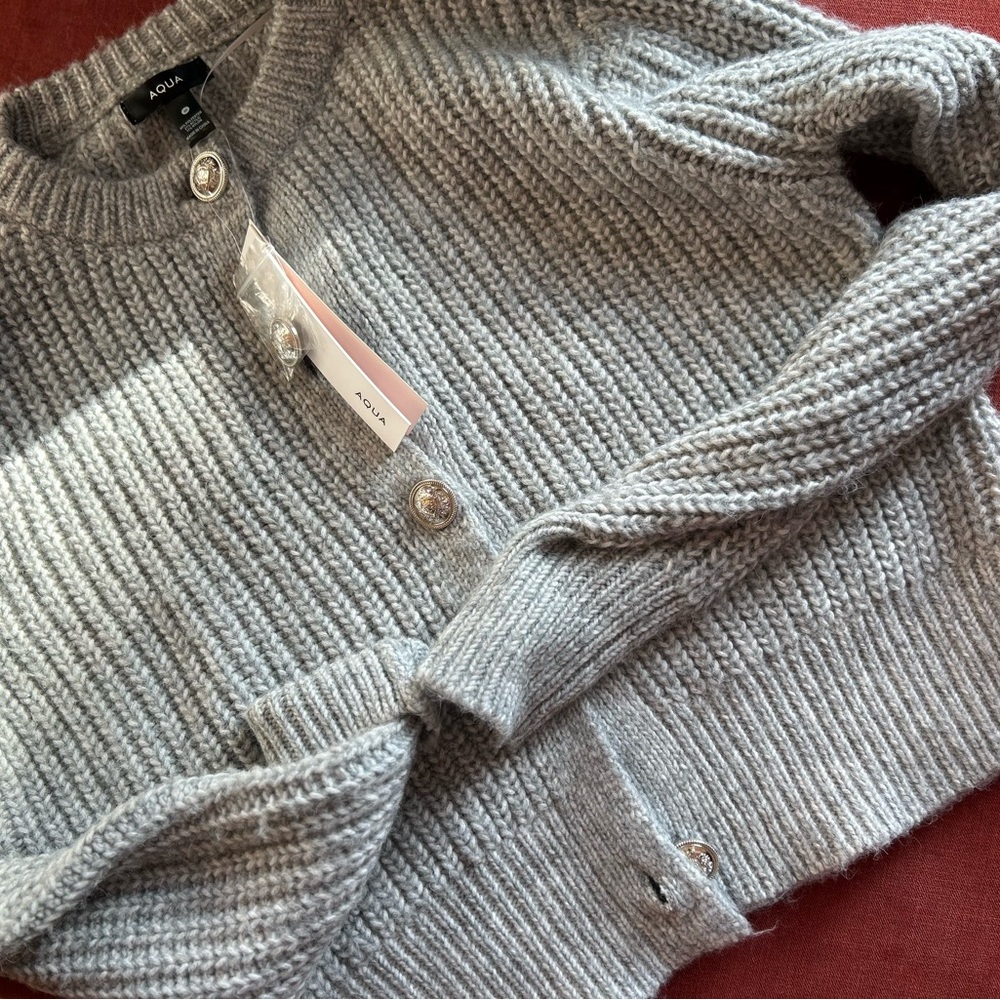 Aqua Light Gray Women's Cardigan - Picture 6 of 10